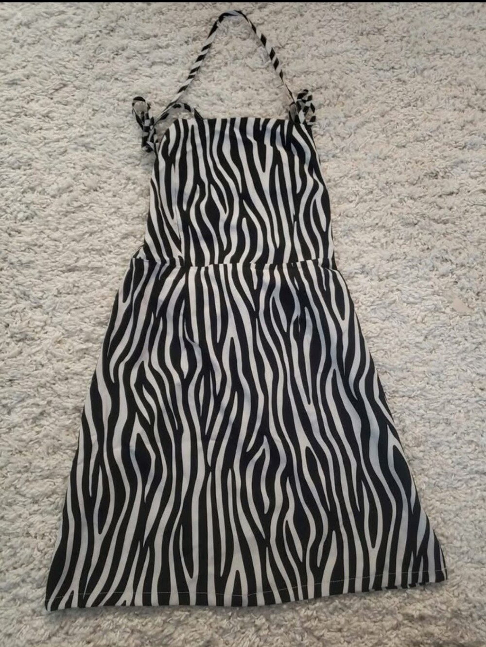 Zaful Black and White Zebra Halter Mini Dress